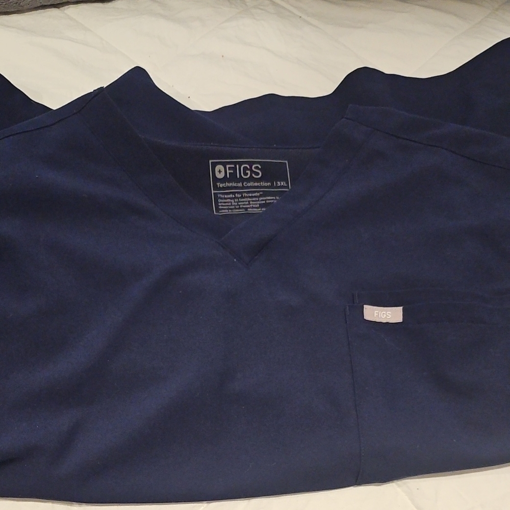 Figs Deep Blue V-Neck Scrub Top